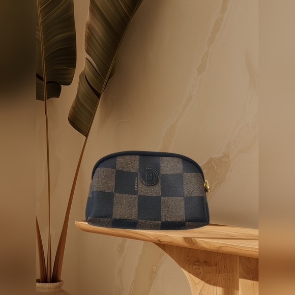 Fendi Handbags - Fendi Vintage Pequin Cosmetic Pouch | Brown Check